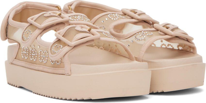 Gucci Beige Crystal GG Sandals - Picture 2