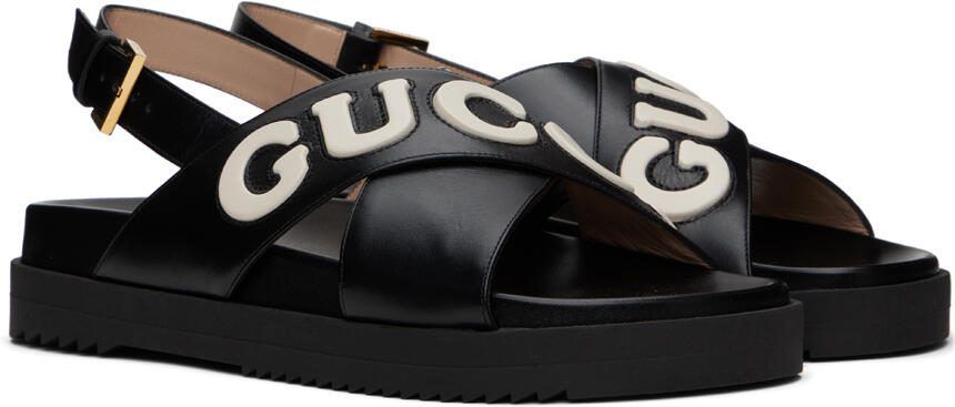 Gucci Black  White Slingback Sandals