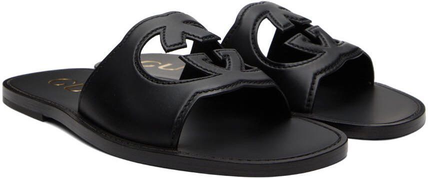 Gucci Black Interlocking G Slides