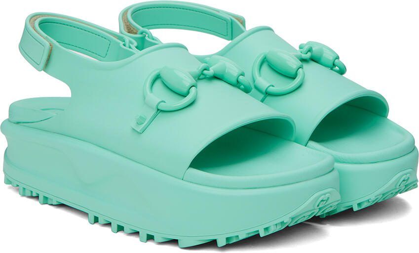Gucci Blue Horsebit Platform Sandals - Picture 2