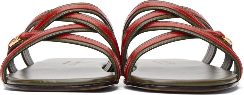 Gucci Khaki  Red Interlocking G Sandals - Picture 3