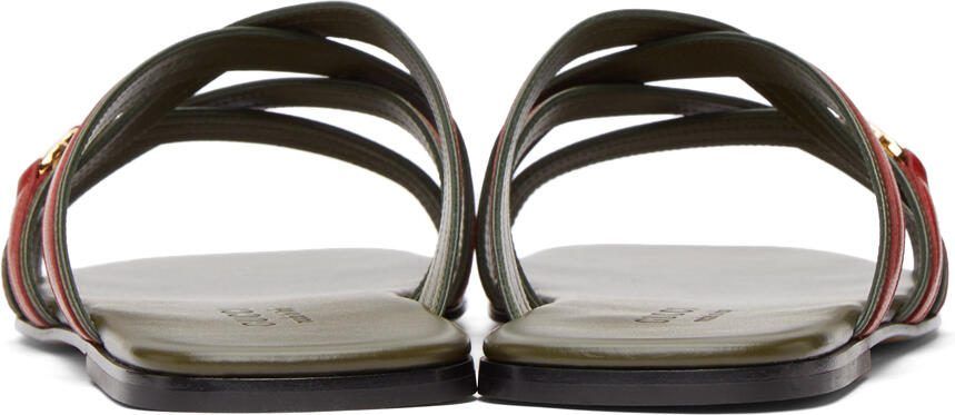 Gucci Khaki  Red Interlocking G Sandals - Picture 2