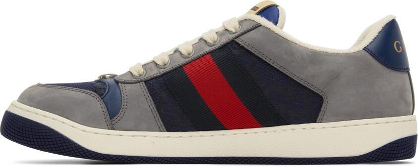 Gucci Navy  Gray Screener Sneakers - Picture 3