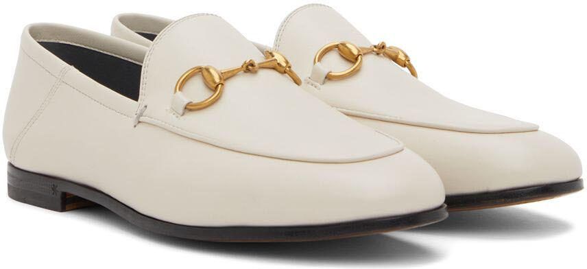 Gucci Off-White Leather Horsebit Loafers - Picture 2