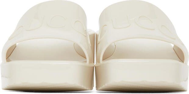 Gucci Off-White Rubber Slide Heeled Sandals - Picture 3