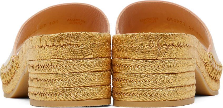 Gucci Pink  Gold Espadrille Heeled Sandals - Picture 2