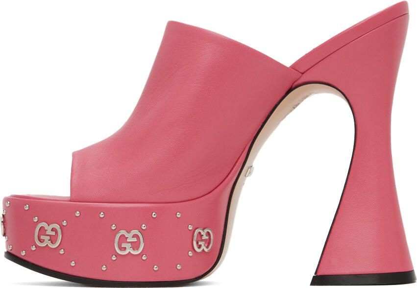 Gucci Pink Leather Heeled Sandals - Picture 3