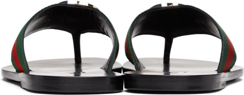 Gucci Red  Green Kika Thong Sandals - Picture 2