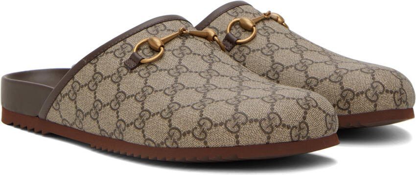 Gucci Taupe GG Horsebit Slippers - Picture 2