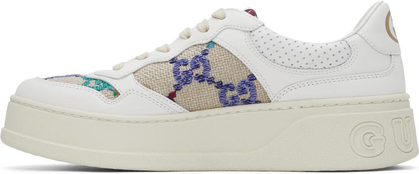 Gucci White  Beige GG Sneakers - Picture 3