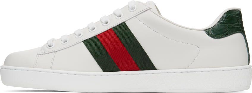 Gucci White  Green Ace Sneakers - Picture 2