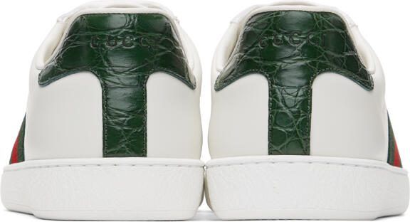 Gucci White  Green Ace Sneakers - Picture 4