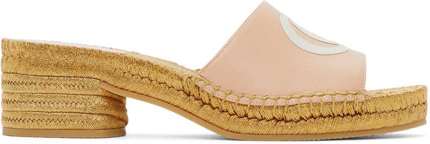 Gucci Pink  Gold Espadrille Heeled Sandals - Picture 5