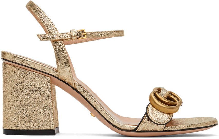 Gucci Silver GG Marmont Heeled Sandals - Picture 5