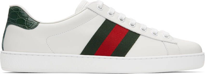 Gucci White  Green Ace Sneakers - Picture 5