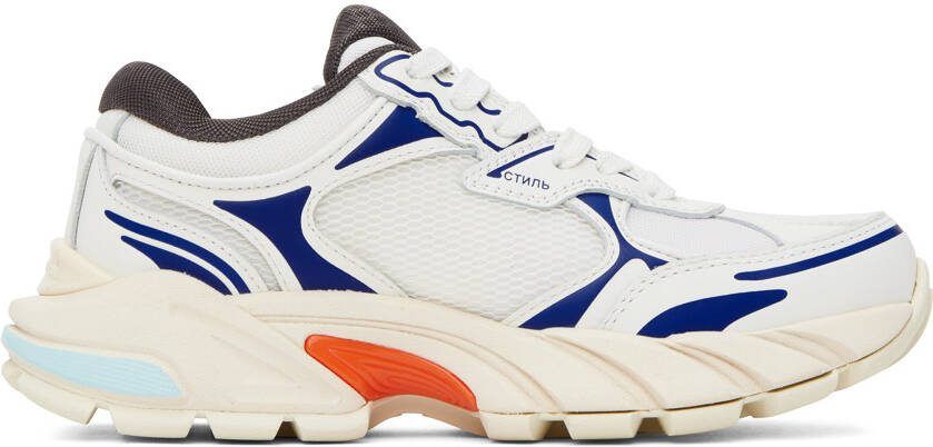 Heron Preston White  Blue Block Stepper Sneakers