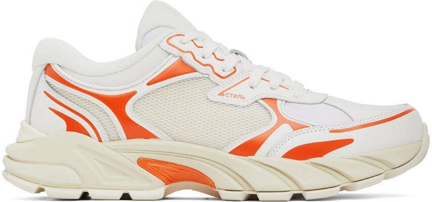 Heron Preston White  Orange Block Stepper Low-Top Sneakers