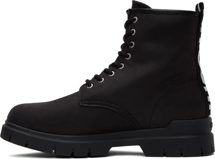 Hugo Black Logo Tape Lace-Up Boots - Picture 3