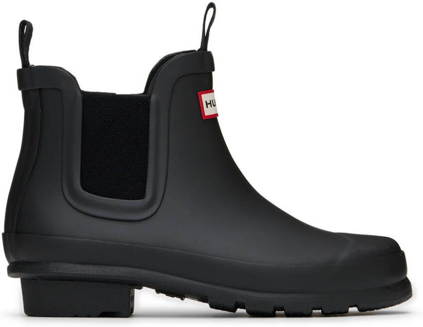 Hunter Kids Black Original Big Kids Chelsea Boots - Picture 2