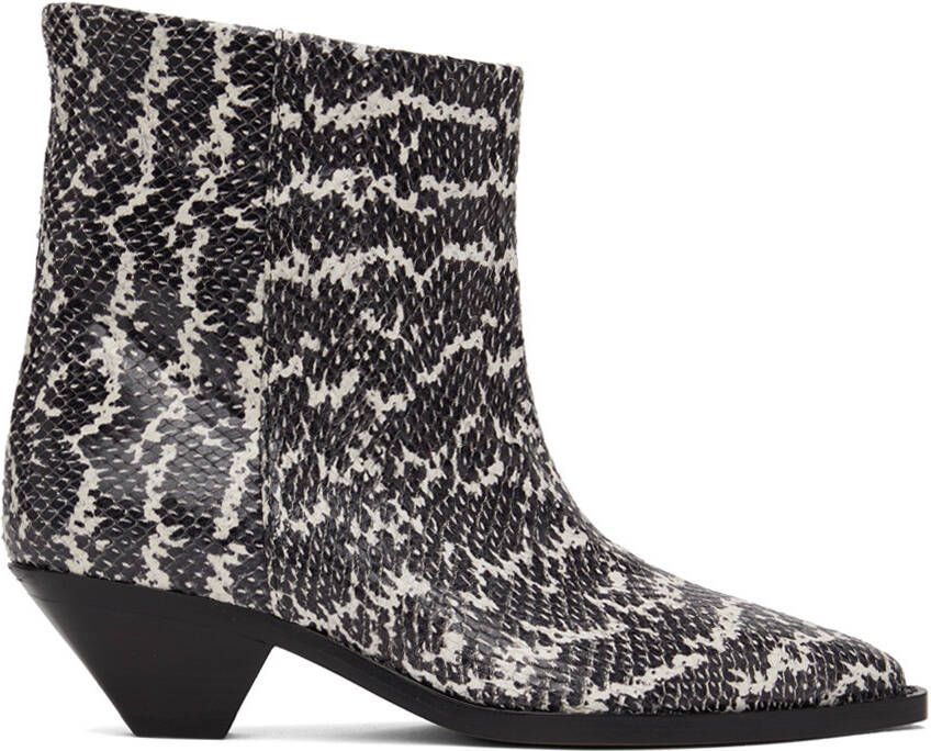 Isabel Marant Black  White Snake Imori Boots - Picture 5