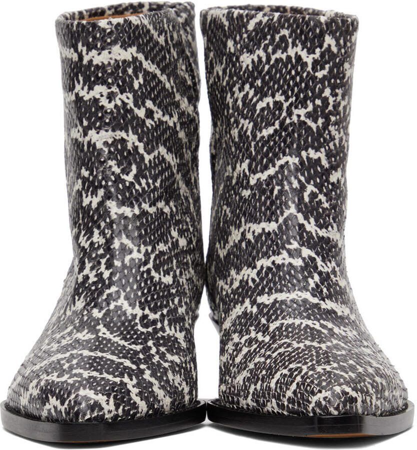 Isabel Marant Black  White Snake Imori Boots