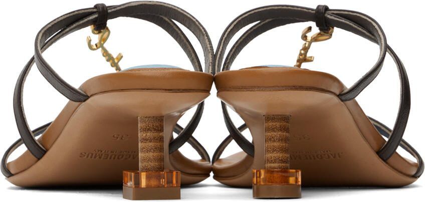 Jacquemus Brown  Blue Le Raphia 'Les Sandales Basses Pralu' Heeled Sandals