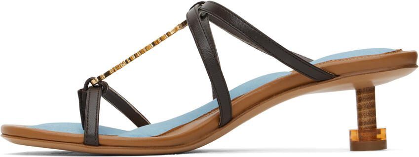 Jacquemus Brown  Blue Le Raphia 'Les Sandales Basses Pralu' Heeled Sandals - Picture 3