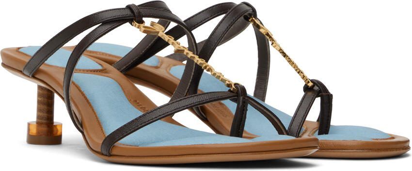 Jacquemus Brown  Blue Le Raphia 'Les Sandales Basses Pralu' Heeled Sandals - Picture 2