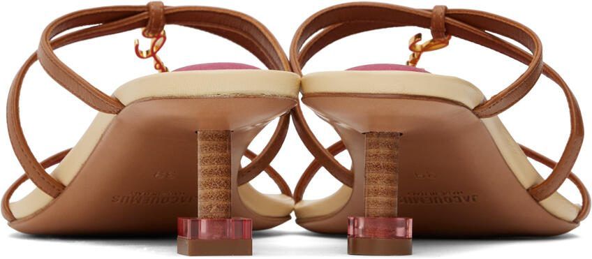 Jacquemus Brown  Pink Le Raphia 'Les Sandales Basses Pralu' Heeled Sandals