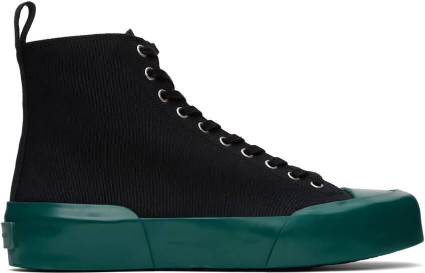 Jil Sander Black  Green High-Top Sneakers - Picture 5