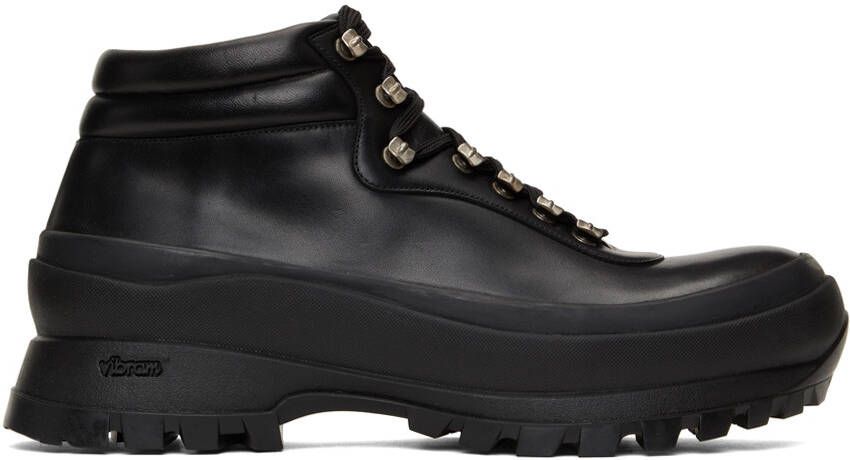 Jil Sander Black Leather Hiking Boots - Picture 4