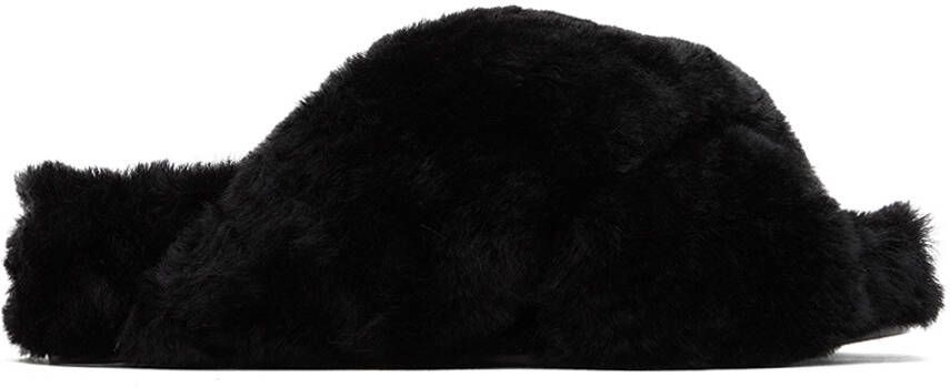 Jil Sander Black Shearling Wrap Sandals - Picture 5