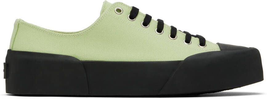 Jil Sander Green  Black Canvas Sneakers - Picture 5