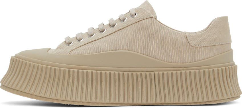Jil Sander Beige Canvas Platform Sneakers - Picture 4