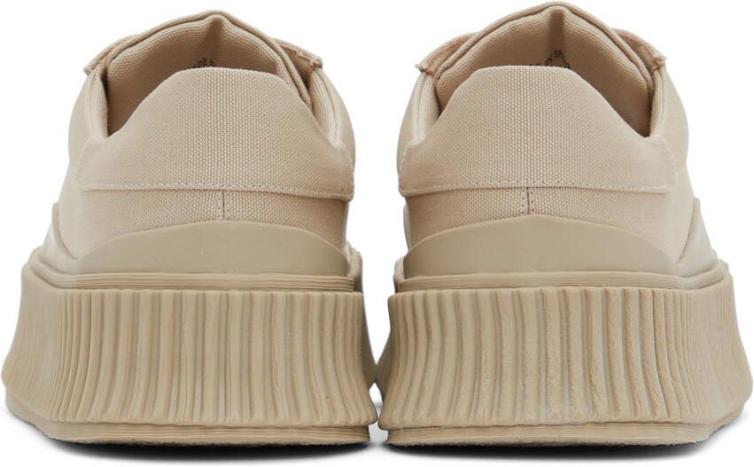 Jil Sander Beige Canvas Platform Sneakers - Picture 2