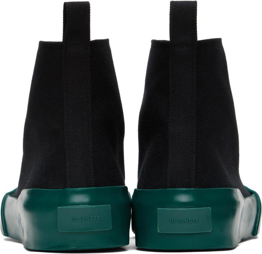 Jil Sander Black  Green High-Top Sneakers