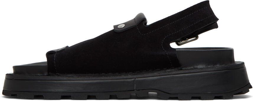 Jil Sander Black Reverse Suede Sandals - Picture 3