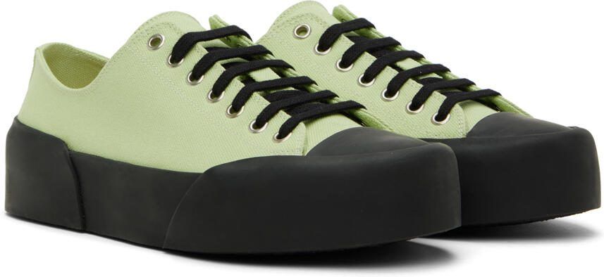 Jil Sander Green  Black Canvas Sneakers - Picture 2