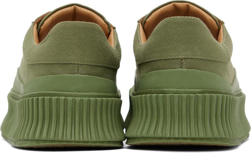 Jil Sander Green Canvas Platform Sneakers