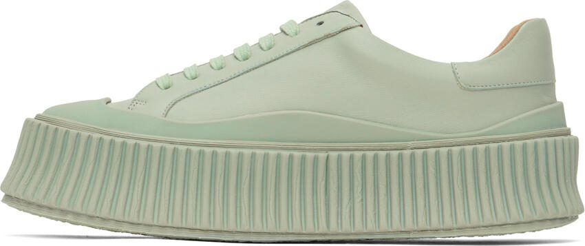 Jil Sander Green Leather Sneakers - Picture 3