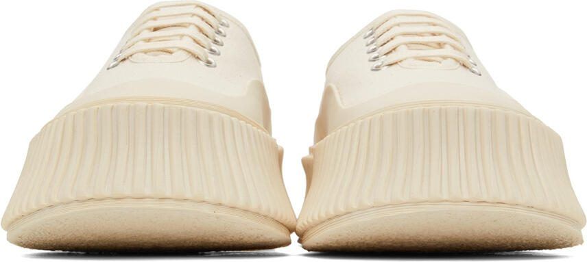 Jil Sander Off-White Canvas Platform Sneakers - Picture 3