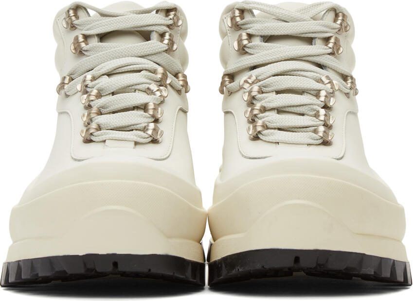 Jil Sander SSENSE Exclusive Off-White Leather Hiking Boots - Picture 3