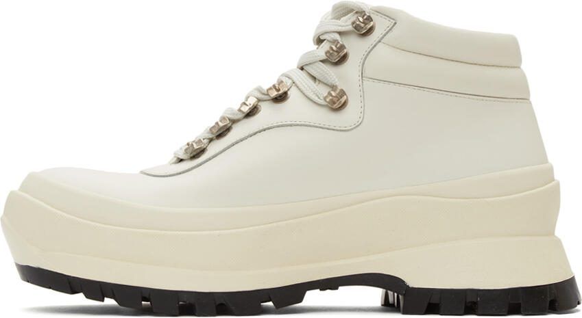 Jil Sander SSENSE Exclusive Off-White Leather Hiking Boots - Picture 4