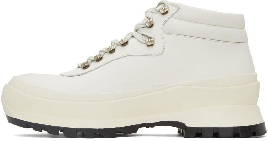 Jil Sander SSENSE Exclusive White Lace-Up Work Boots - Picture 4