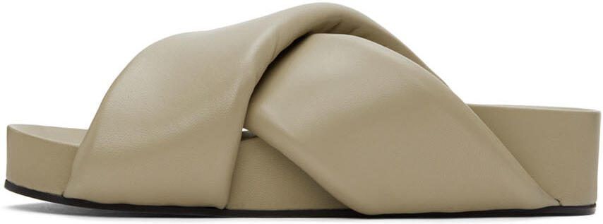 Jil Sander Taupe Oversize Wrapped Slides - Picture 3