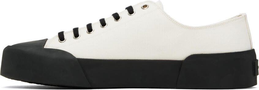 Jil Sander White  Black Canvas Sneakers - Picture 4