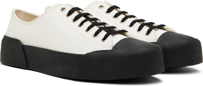Jil Sander White  Black Canvas Sneakers - Picture 3
