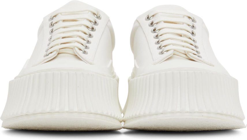 Jil Sander White Canvas Platform Sneakers - Picture 3