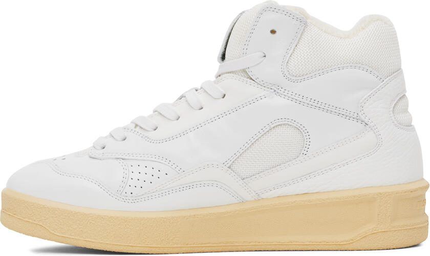 Jil Sander White Leather High Top Sneakers - Picture 3