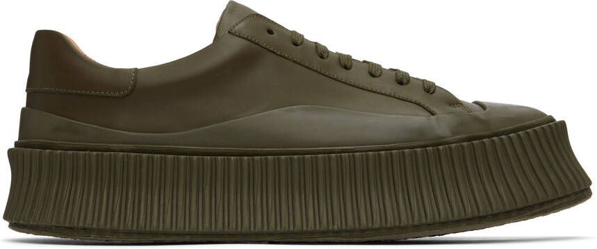 Jil Sander Khaki Calfskin Sneakers